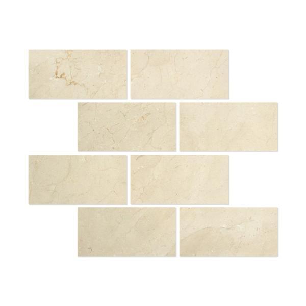 3 x 6 Polished Crema Marfil Marble Tile