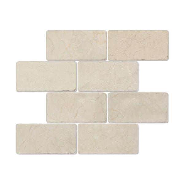 3 x 6 Tumbled Crema Marfil Marble Tile