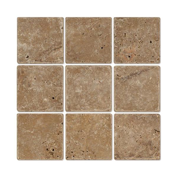 4 x 4 Honed Noce Travertine Tile