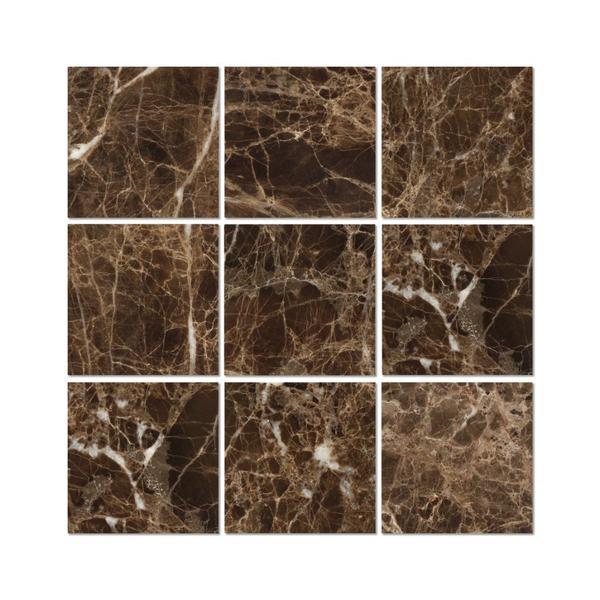 4 x 4 Polished Emperador Dark Marble Tile