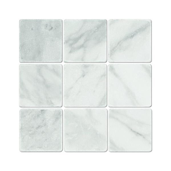 4 x 4 Tumbled Bianco Mare Marble Tile