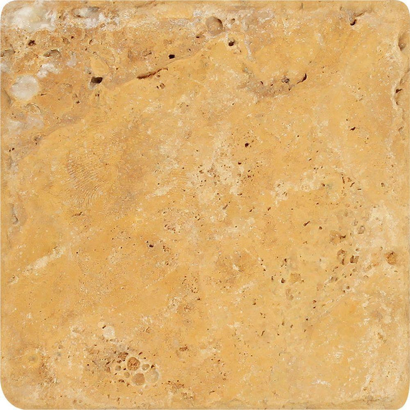 4x4 Tumbled Gold Travertine Tile