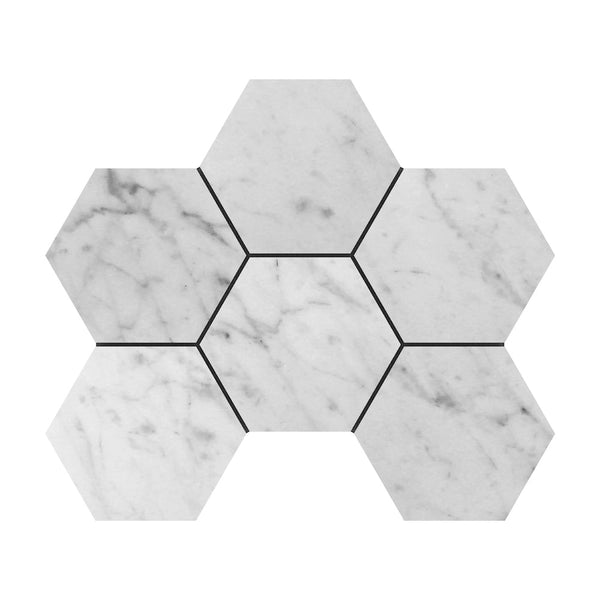 4x4 Bianco Carrara Hexagon ( POLISHED )