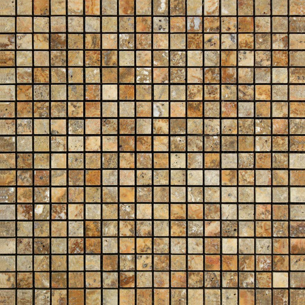 5/8x5/8 Polished Scabos Travertine Mosaic Tile