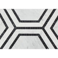 5 x 5 Honed Bianco Carrara Marble Hexagon Mosaic Tile (w/ Black)