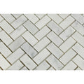 5/8 x 1 1/4 Honed Bianco Carrara Marble Mini Herringbone Mosaic Tile