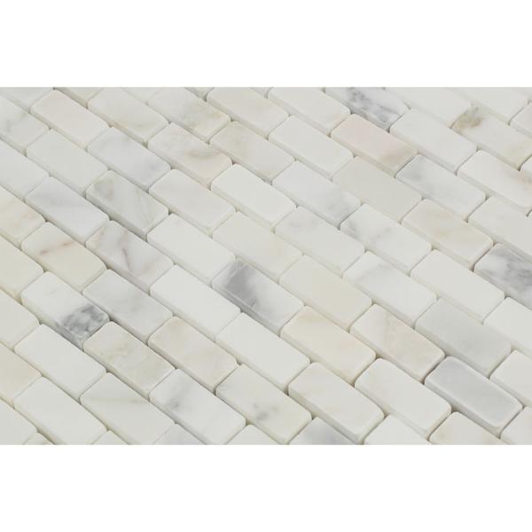 5/8 x 1 1/4 Honed Calacatta Gold Marble Baby Brick Mosaic Tile