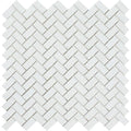 5/8 x 1 1/4 Honed Thassos White Marble Mini Herringbone Mosaic Tile