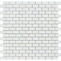 5/8 x 1 1/4 Polished Thassos White Marble Baby Brick Mosaic Tile