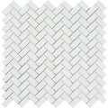 5/8 x 1 1/4 Polished Thassos White Marble Mini Herringbone Mosaic Tile