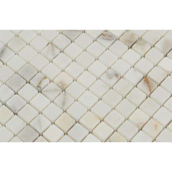 5/8 x 5/8 Polished Calacatta Marble Gold Mosaic Tile