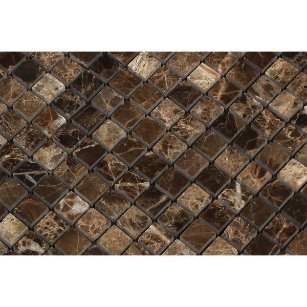 5/8 x 5/8 Polished Emperador Dark Marble Mosaic Tile