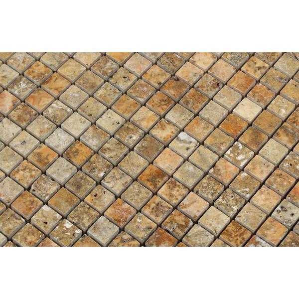 5/8 x 5/8 Polished Scabos Travertine Mosaic Tile