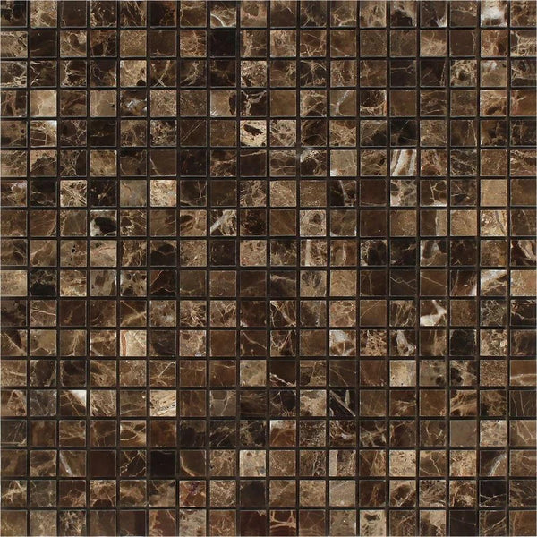 5/8x5/8 Polished Emperador Dark Marble Mosaic Tile