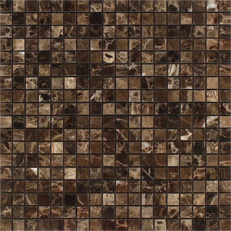 5/8x5/8 Polished Emperador Dark Marble Mosaic Tile