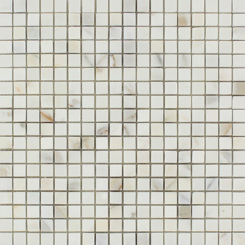5/8x5/8 Polished Calacatta Marble Gold Mosaic Tile