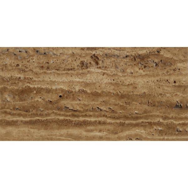 6 x 12 Unfilled Brushed Noce Exotic (Vein-Cut) Travertine Tile