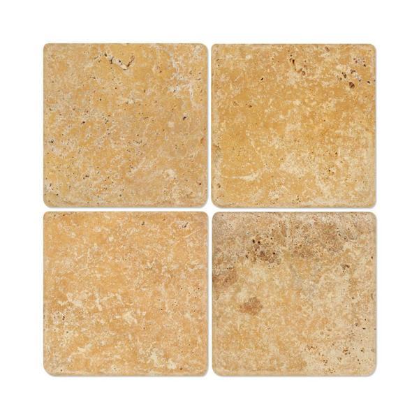 6 x 6 Tumbled Gold Travertine Travertine Tile