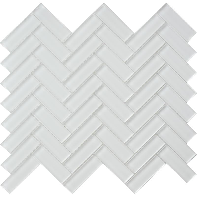 COLOR PALETTE MIRAGE WHITE 1X3 HERRINGBONE GLOSS