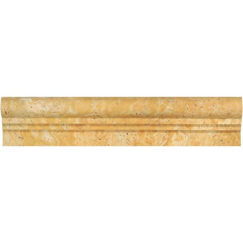 2 1/2 x 12 Honed Gold Travertine Double-Step Chair Rail Trim