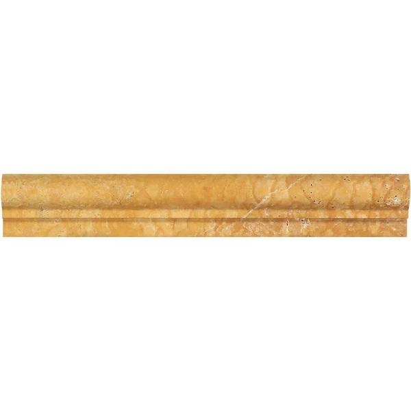 2x12 Honed Gold Travertine Single-Step Chair Rail Trim