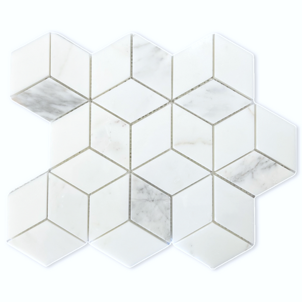 Statuario 3D Rhombus Mosaic Tile ( POLISHED )