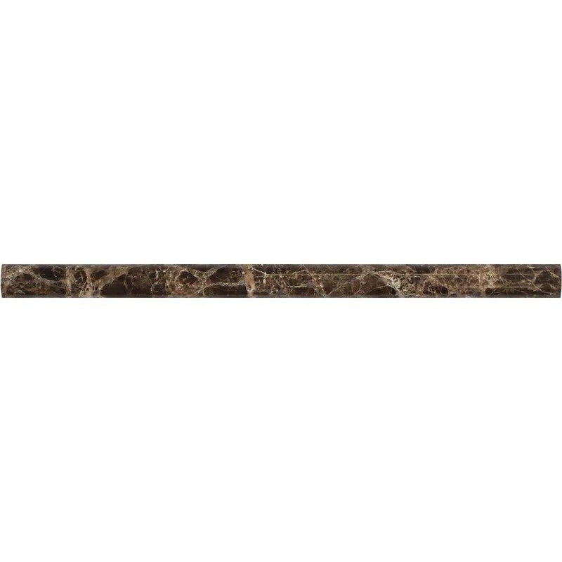 3/4x12 Polished Emperador Dark Marble Bullnose Liner