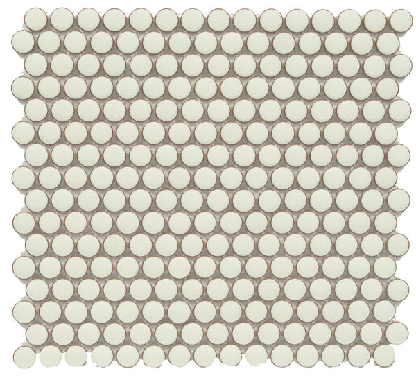 CC Mosaics +PEARL WHITE PENNY ROUND 12X12 MOSAIC.