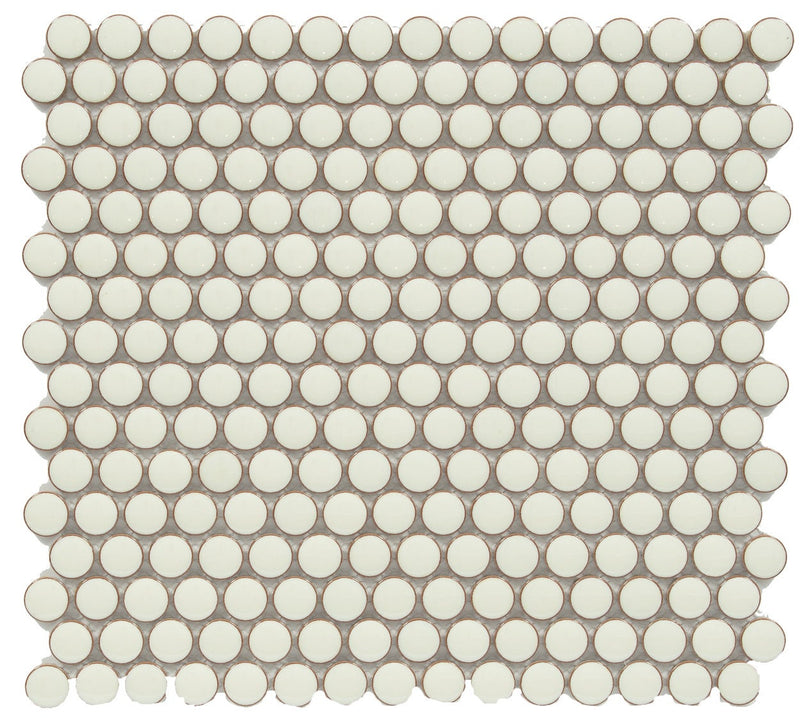 CC Mosaics +PEARL WHITE PENNY ROUND 12X12 MOSAIC.