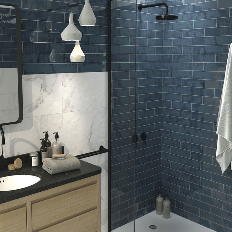 3x12 Grunge Collection - Blue Ceramic Wall Tile