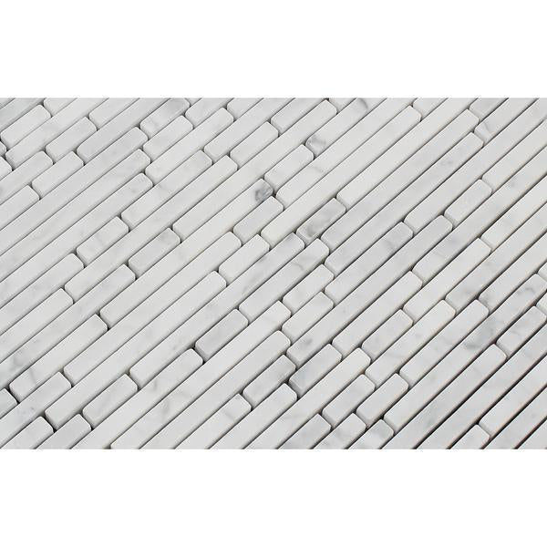 Bianco Carrara Honed Marble Bamboo Sticks Mosaic Tile