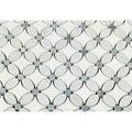 Bianco Carrara Honed Marble Florida Flower Mosaic Tile (Thassos + Carrara (Oval) + Blue-Gray (Dots))