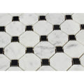 Bianco Carrara Honed Marble Octagon Mosaic Tile (w/ Black Dots)