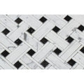 Bianco Carrara Polished Marble Tripleweave Mosaic Tile (w/ Black)