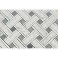 Bianco Carrara Polished Marble Tripleweave Mosaic Tile (w/ Blue-Gray)