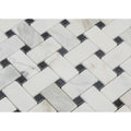 Calacatta Gold Honed Marble Basketweave Mosaic Tile w/ Black Dots