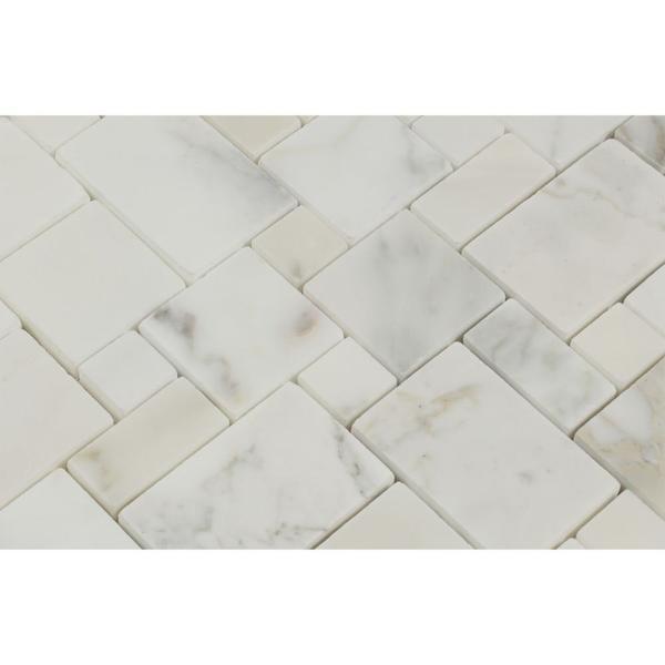 Calacatta Gold Honed Marble Mini Versailles Pattern Mosaic Tile