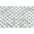 Calacatta Gold Honed Marble Raindrop Mosaic Tile