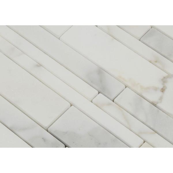 Calacatta Gold Polished Marble Random Strip Mosaic Tile