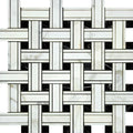 Calacatta Gold Polished Marble Tripleweave Mosaic Tile w/ Black Dots