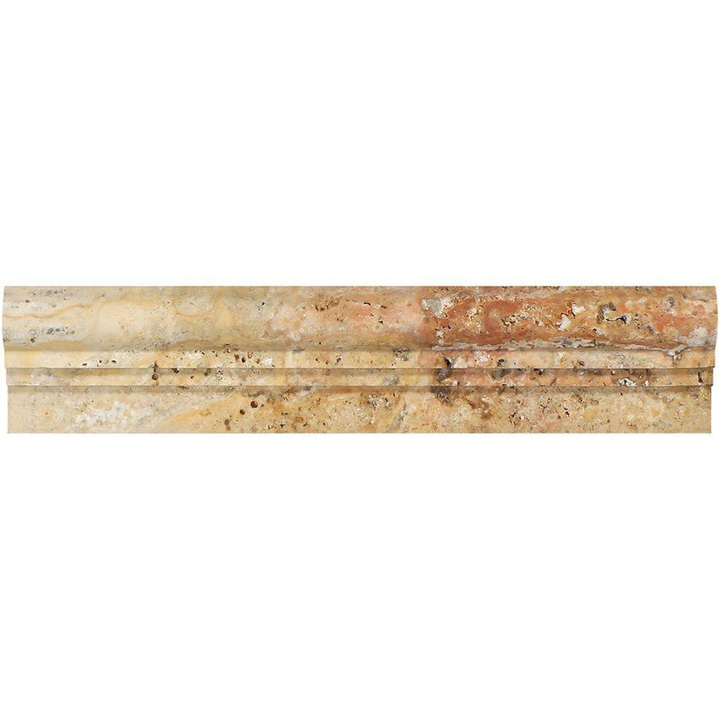 2 1/2 x 12 Honed Scabos Travertine Double-step Chair Rail Trim