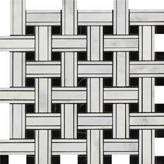 Oriental White Honed Marble Tripleweave Mosaic Tile (w/ Black)