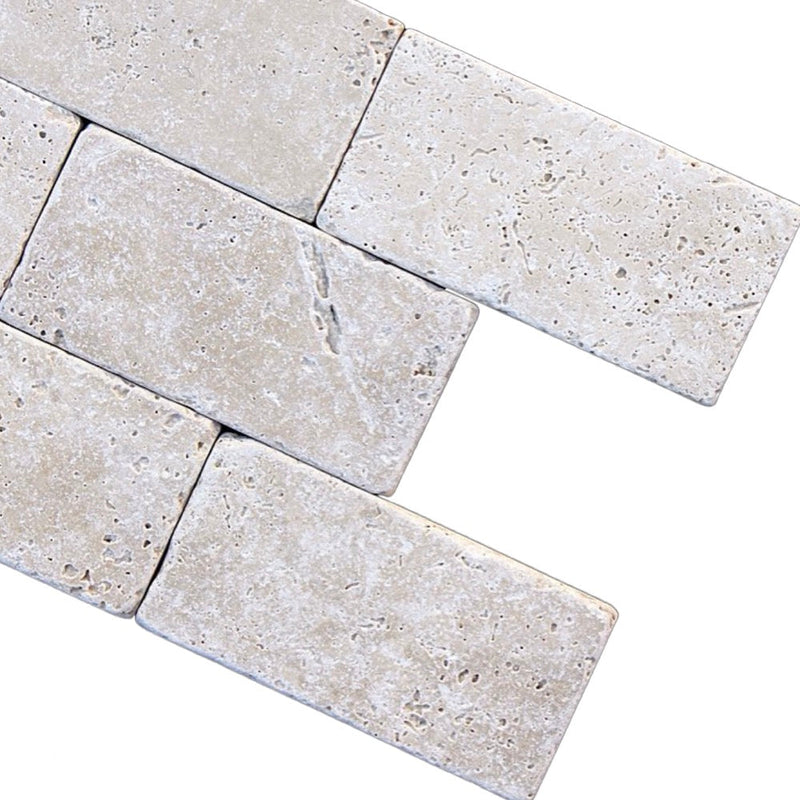 3x6 Tumbled Ivory Travertine Tile