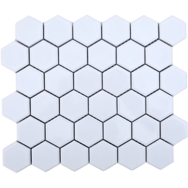 12x12 Snow White Hexagon Porcelain Tile