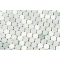 Oriental White Honed Marble Penny Round Mosaic Tile (Oriental White + Thassos + Ming Green)