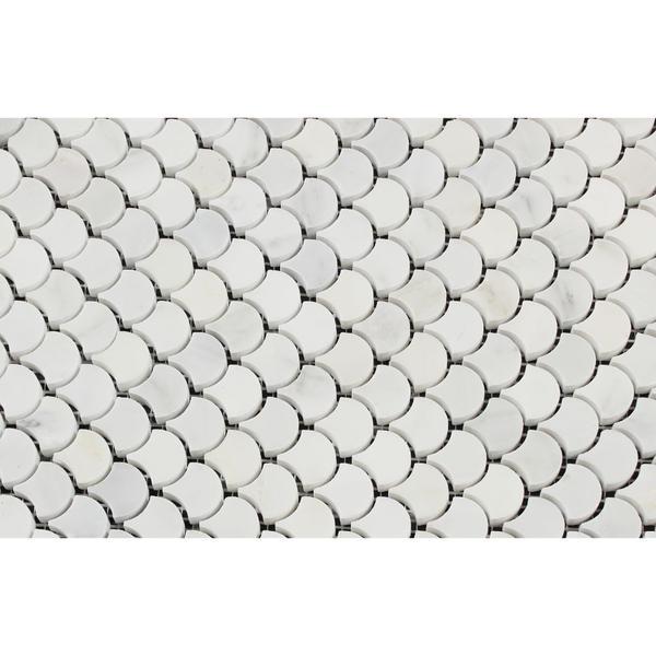 Oriental White Polished Marble Raindrop Mosaic Tile