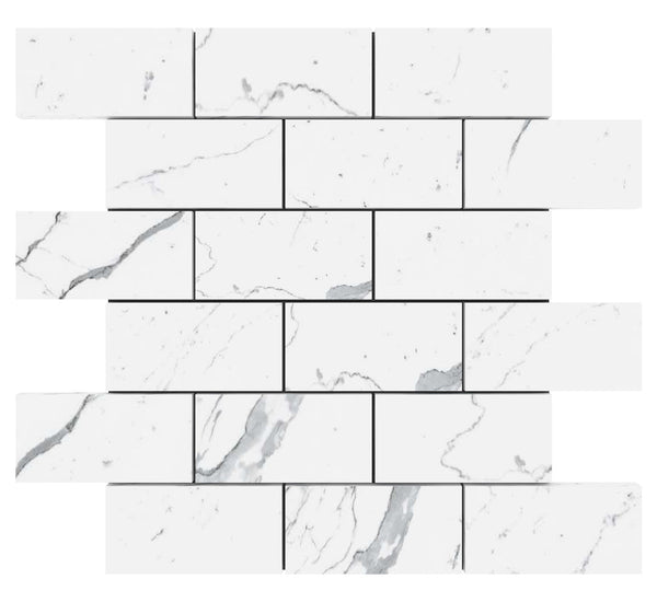 2x4 Statuario Brick Marble Mosaic Tile ( POLISHED )