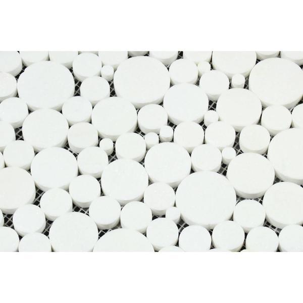 Thassos White Honed Marble Bubbles Mosaic Tile