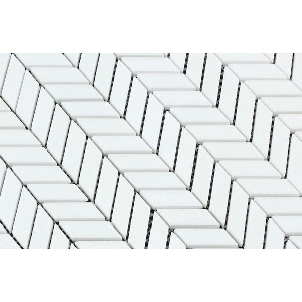 Thassos White Honed Marble Mini Chevron Mosaic Tile