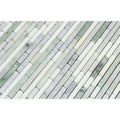 Thassos White Polished Marble Bamboo Sticks  Mosaic Tile (Thassos + Carrara + Ming Green)
